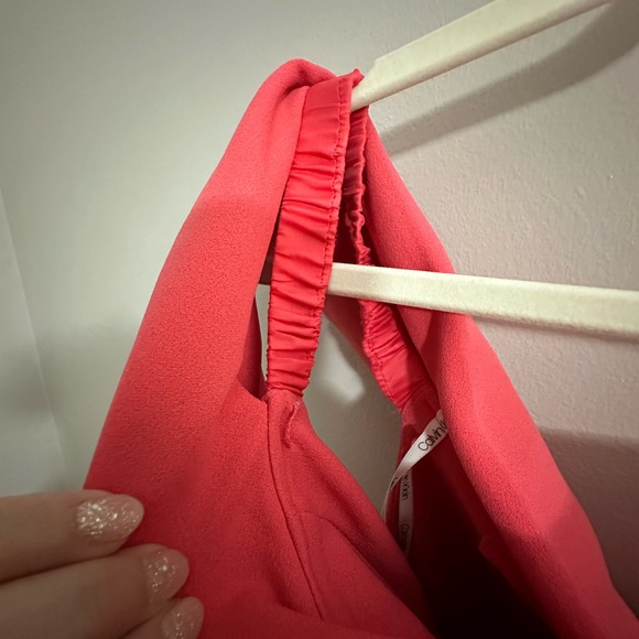 Calvin Klein Coral Pink off the shoulder dress - Picture 7 of 8